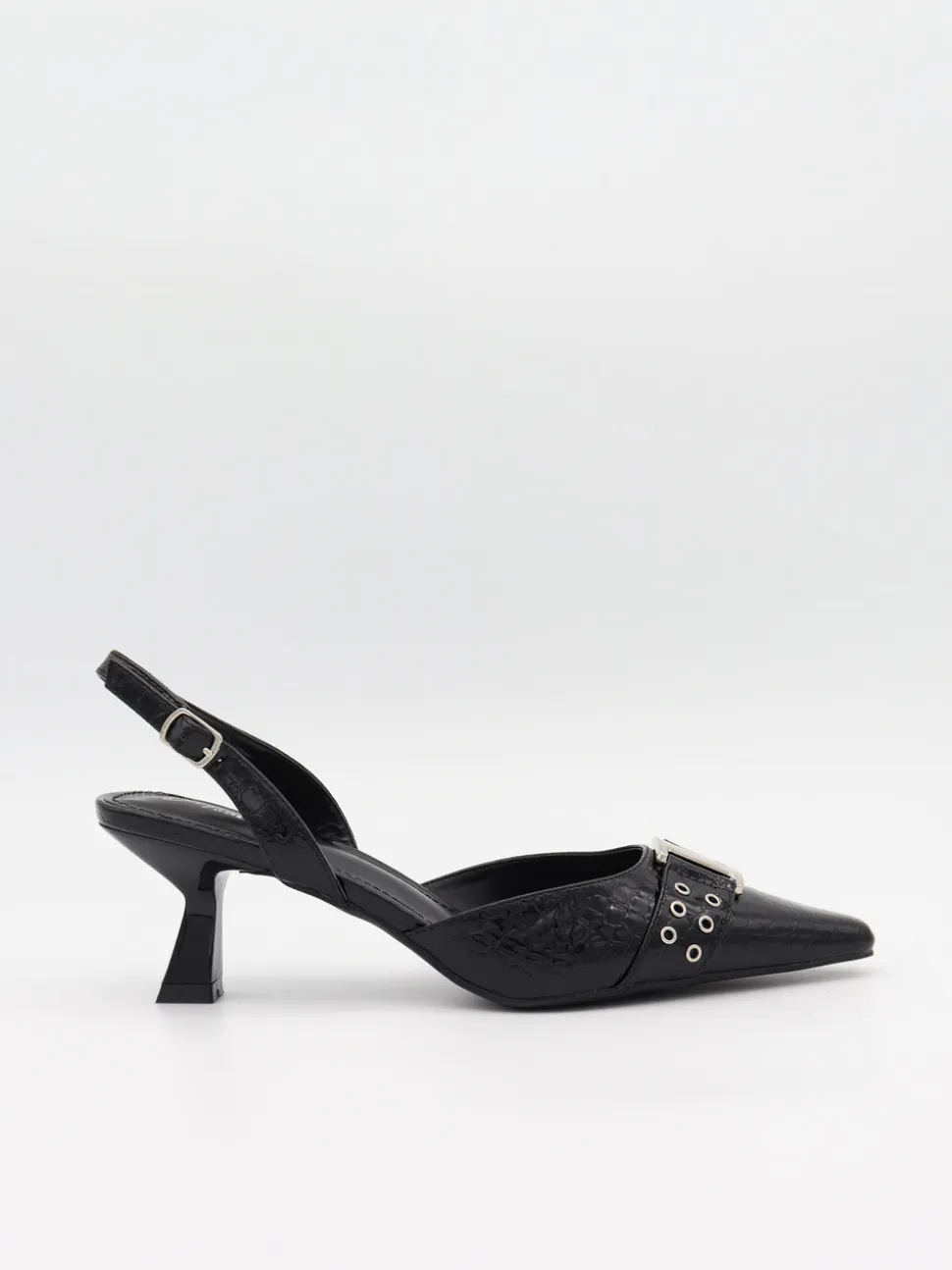 Nida slingback stiletter med spænde - Sort