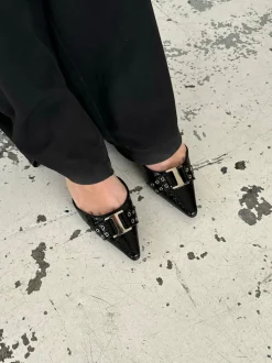 Nida slingback stiletter med spænde - Sort