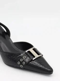Nida slingback stiletter med spænde - Sort