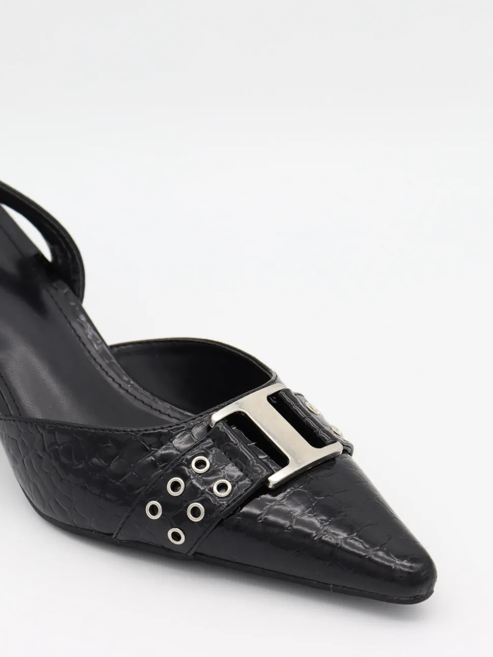 Nida slingback stiletter med spænde - Sort