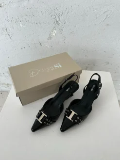 Nida slingback stiletter med spænde - Sort