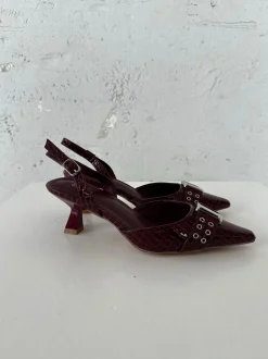 Nida slingback stiletter med spænde - Vinrød