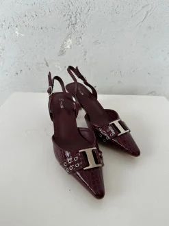 Nida slingback stiletter med spænde - Vinrød