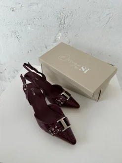 Nida slingback stiletter med spænde - Vinrød