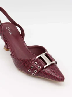Nida slingback stiletter med spænde - Vinrød