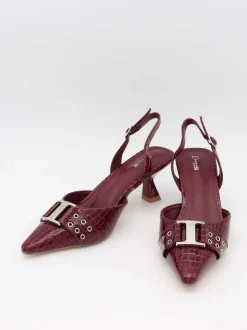 Nida slingback stiletter med spænde - Vinrød