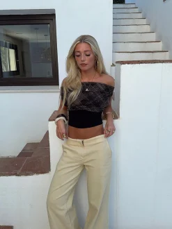 Nila figuryset top med åben ryg - Sort/brun