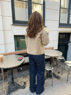 Noami kort jakke med krave - Beige/navy