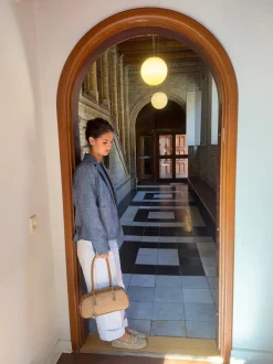 Noella håndtaske med mønster - Beige