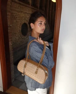 Noella håndtaske med mønster - Beige