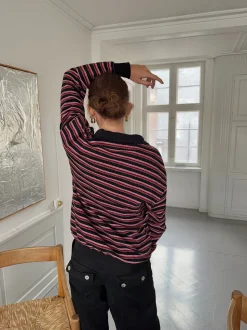 Nova polo med striber - Rød/hvid/sort