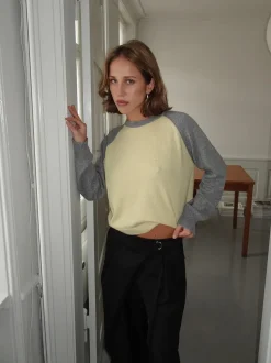 Oliva striktrøje - Grå/gul