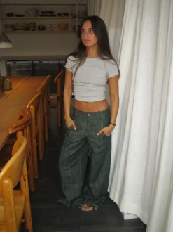 Olive jeans med detaljer - Blågrøn