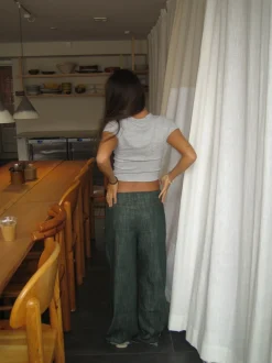 Olive jeans med detaljer - Blågrøn