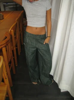 Olive jeans med detaljer - Blågrøn