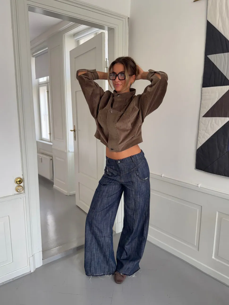 Olive jeans med detaljer - Navy