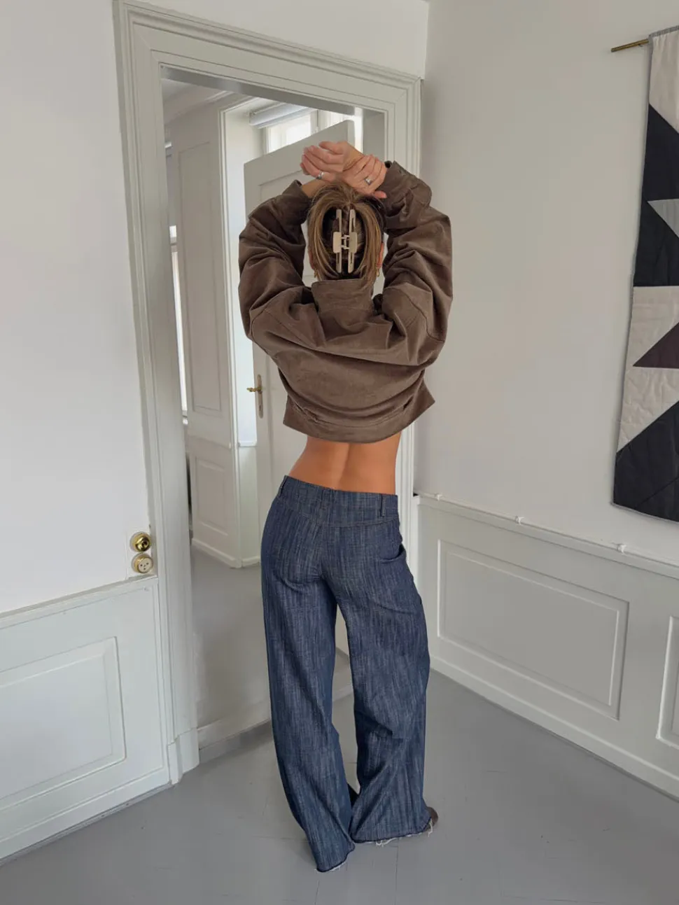 Olive jeans med detaljer - Navy