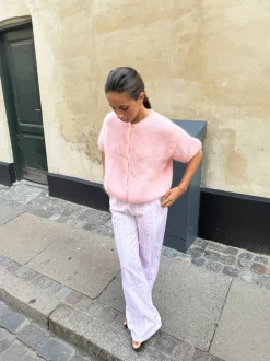 Olivia kortærmet mohair cardigan - Lyserød