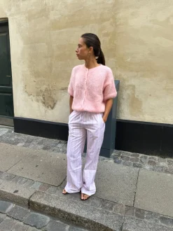 Olivia kortærmet mohair cardigan - Lyserød