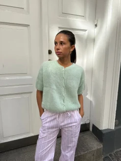 Olivia kortærmet mohair cardigan - Mint grøn