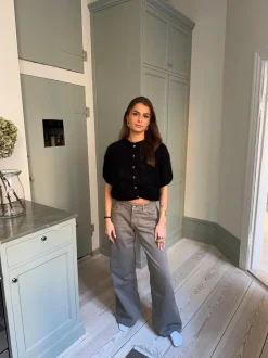 Olivia kortærmet mohair cardigan - Sort