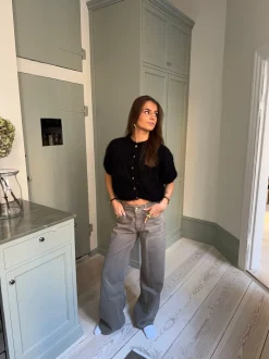 Olivia kortærmet mohair cardigan - Sort