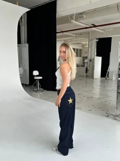 Oversized stjerne jeans - Guld stjerner