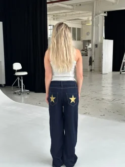 Oversized stjerne jeans - Guld stjerner