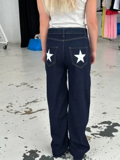 Oversized stjerne jeans - Hvide stjerner