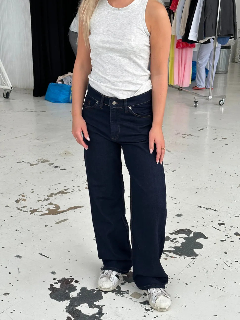 Oversized stjerne jeans - Hvide stjerner
