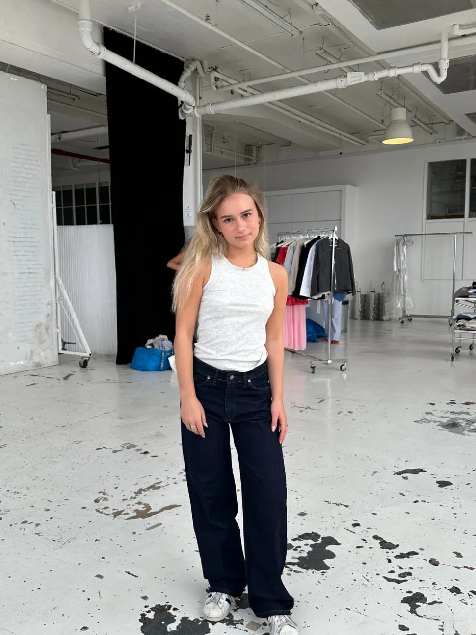 Oversized stjerne jeans - Hvide stjerner