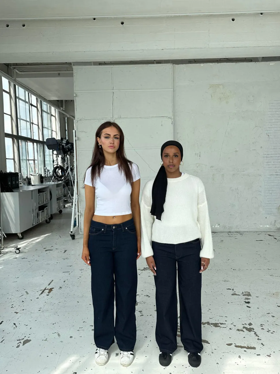 Oversized stjerne jeans - Hvide stjerner