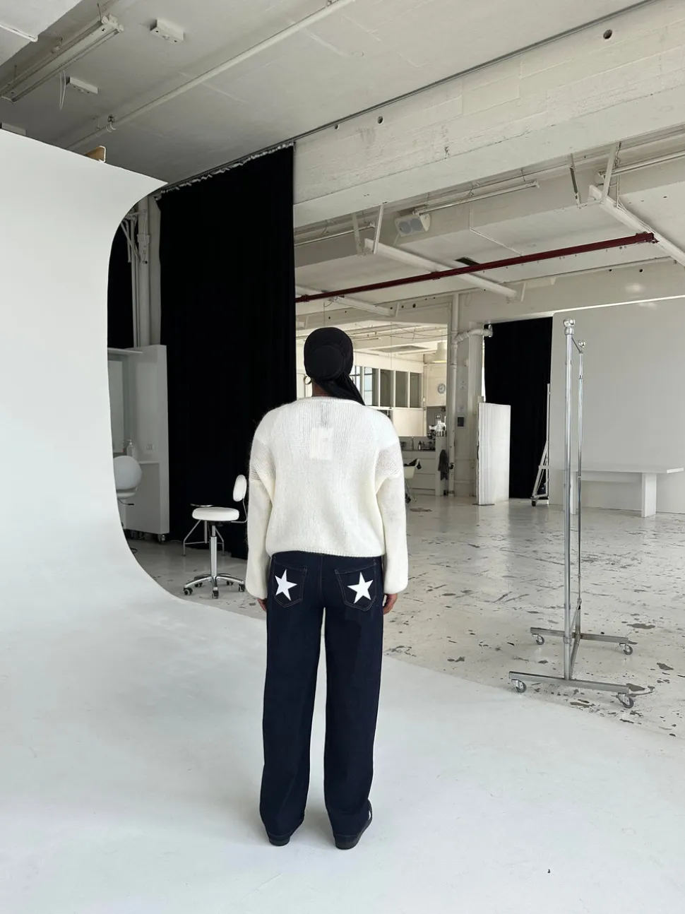 Oversized stjerne jeans - Hvide stjerner