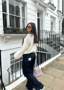 Oversized stjerne jeans - Hvide stjerner