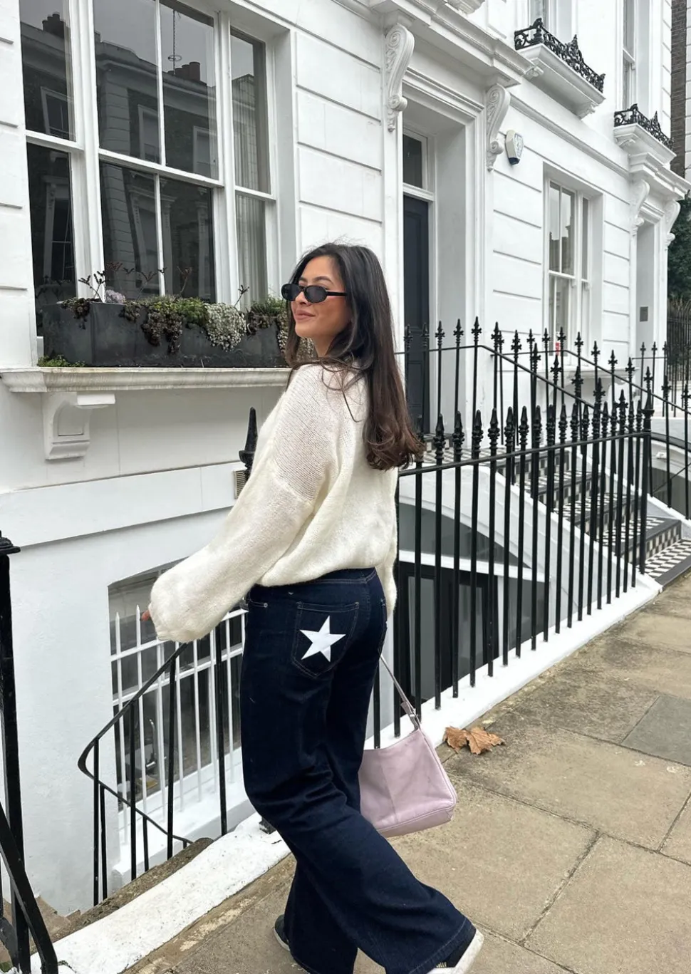 Oversized stjerne jeans - Hvide stjerner
