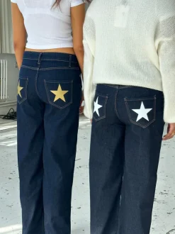 Oversized stjerne jeans - Hvide stjerner