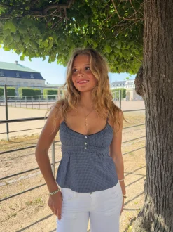 Paoline figursyet top med tern - Blå/navy