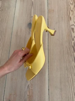Pastella mules med sløjfe - Lysegul