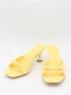 Pastella mules med sløjfe - Lysegul