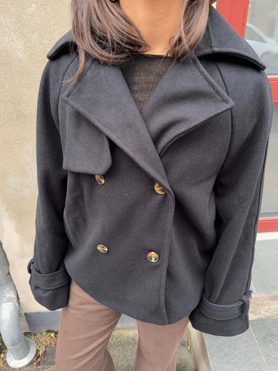 Patricia kort trenchcoat - Sort