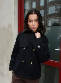 Patricia kort trenchcoat - Sort