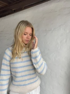 Peddey striktrøje - Blå/beige