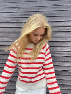 Peddey striktrøje - Rød/beige