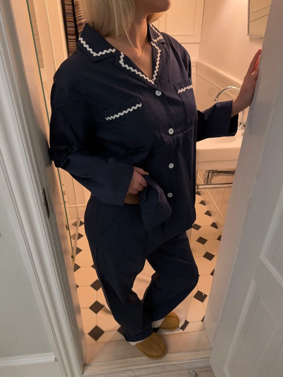 Pinja pyjamas sæt - Navy/hvid
