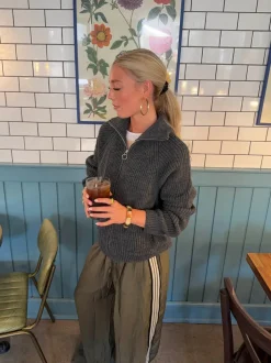 Pluto cardigan med lynlås - Grå