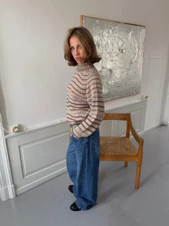 Rainova strik med striber - Beige/multifarvet