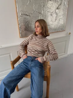 Rainova strik med striber - Beige/multifarvet