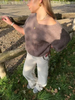 Rancy strikket mohair t-shirt - Brun