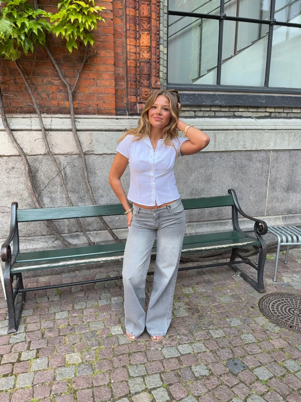 Ranya lavtaljede jeans - Lys grå