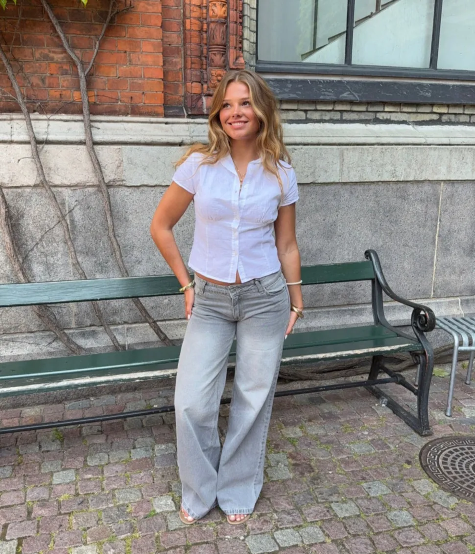 Ranya lavtaljede jeans - Lys grå